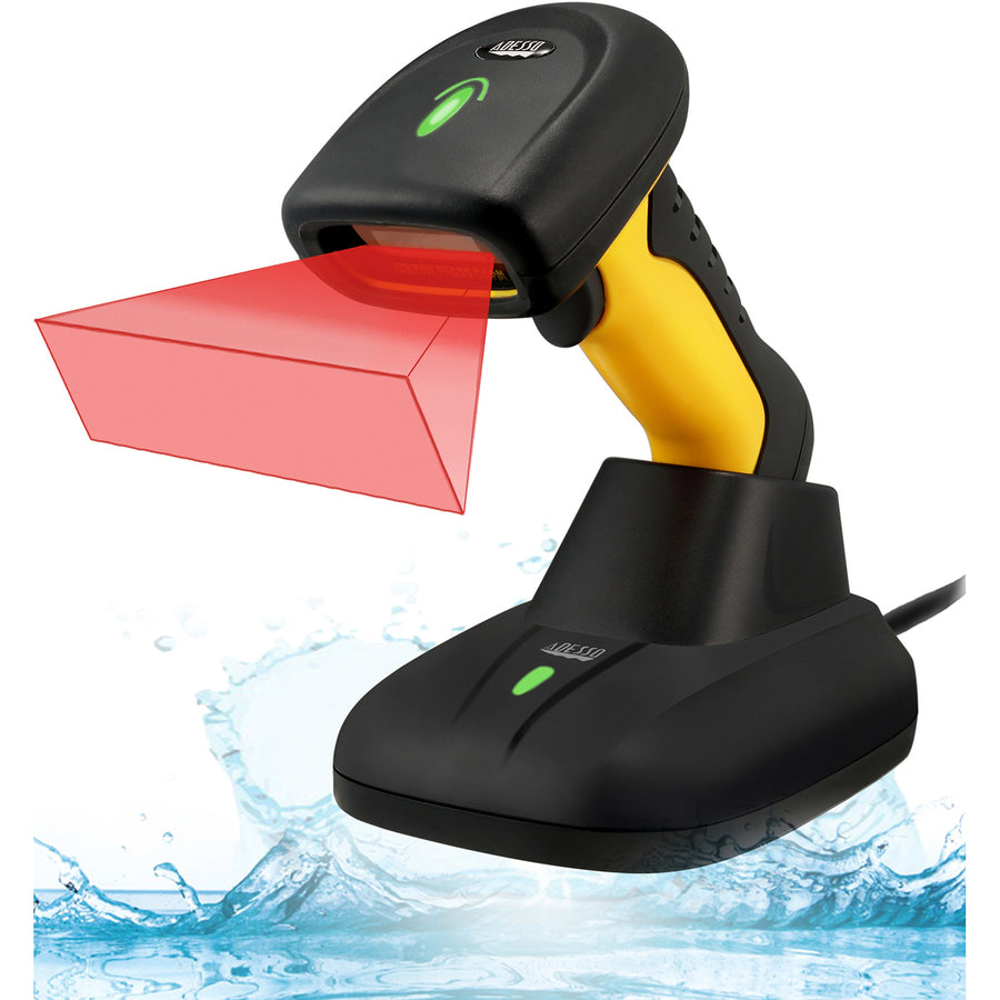 Adesso NuScan 5200TR - 2.4GHz RF Wireless Antimicrobial & Waterproof 2D Barcode Scanner SpadezStore