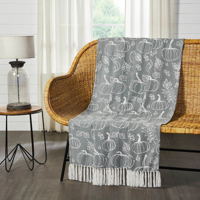 VHC Brands Silhouette Pumpkin Grey Throw 50x60 SpadezStore