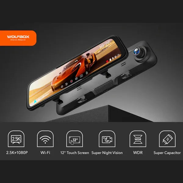 WOLFBOX G840H Wi-Fi Rear View Mirror Dash Cam SpadezStore