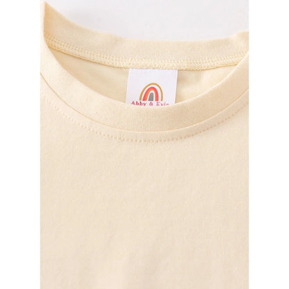 Abby & Evie Beige Blank Basic T-Shirt Adult Kids And Baby Bubble SpadezStore