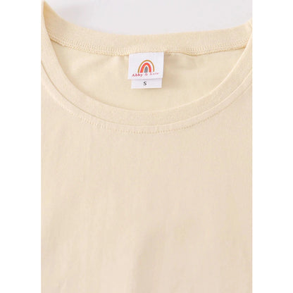 Abby & Evie Beige Blank Basic T-Shirt Adult Kids And Baby Bubble SpadezStore