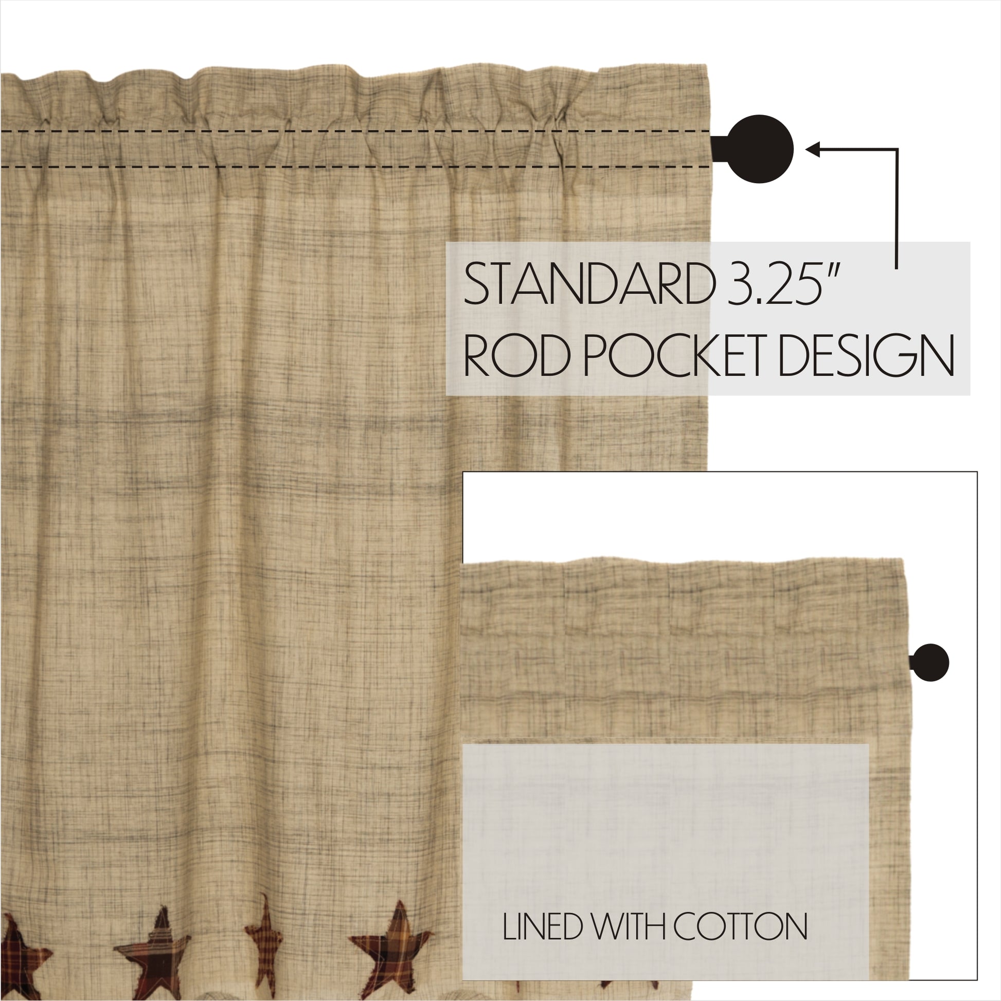 Abilene Star Prairie Swag Set of 2 36x36x18 SpadezStore