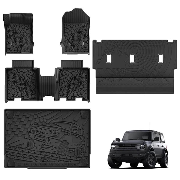 3W Ford Bronco 4-Door 2021-2024 Floor Mats / Trunk Mat TPE Material & All-Weather Protection SpadezStore