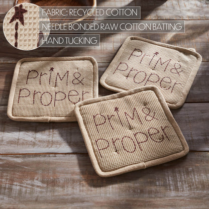 Connell Prim & Proper Pot Holder Set of 3 8x8 SpadezStore