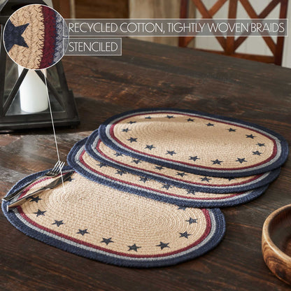 My Country Oval Placemat Stencil Stars Set of 4 13x19 SpadezStore