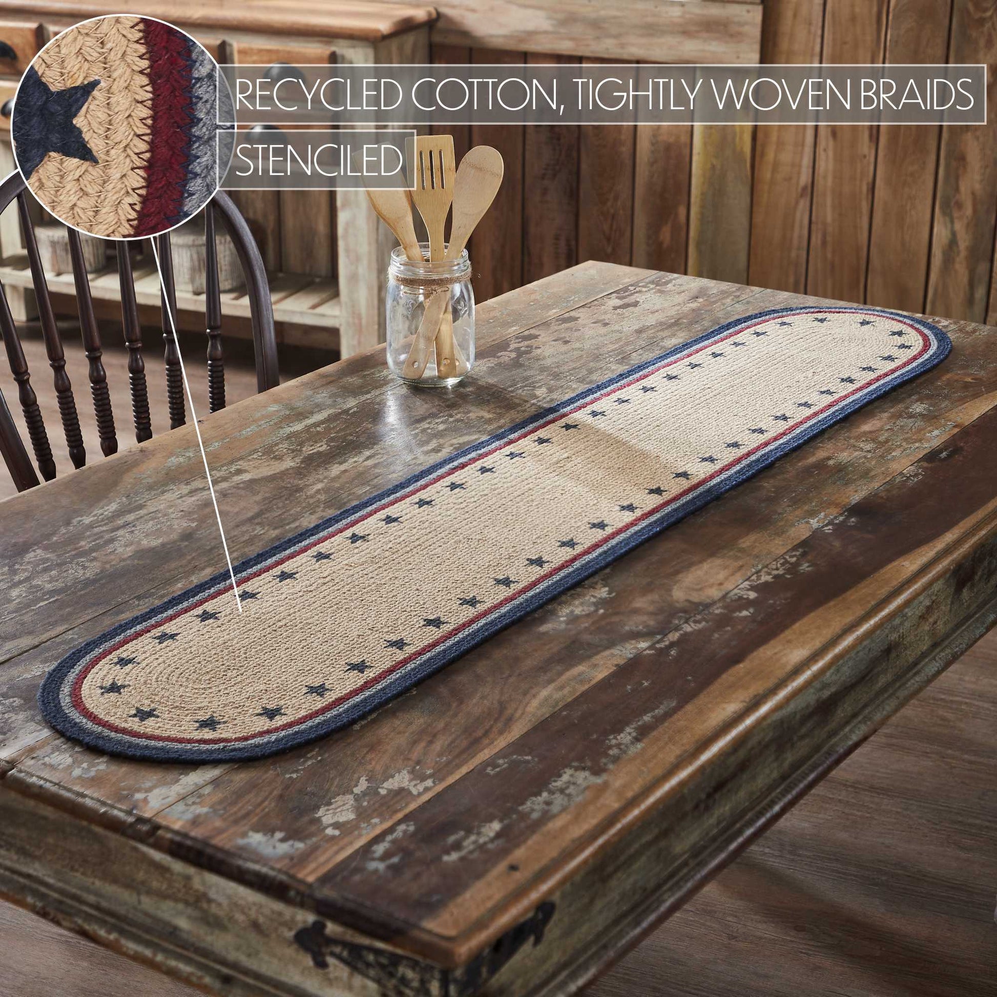 My Country Oval Runner Stencil Stars 12x60 SpadezStore