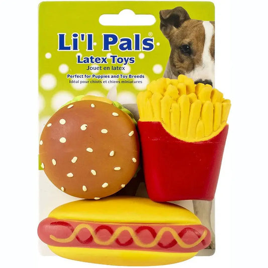Lil Pals Lil Pals Latex Hamburger, Fries, and Hotdog Dog Toys SpadezStore