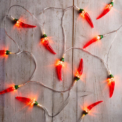 Perfect Holiday 10L Warm White Led With Chili Peppe,8"X20"SP,WITH 2AA BATTERY BOX SpadezStore