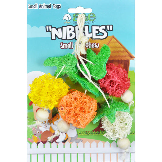 A & E Cages Nibbles Small Animal Loofah Chew Toy Bunch of Fruits SpadezStore