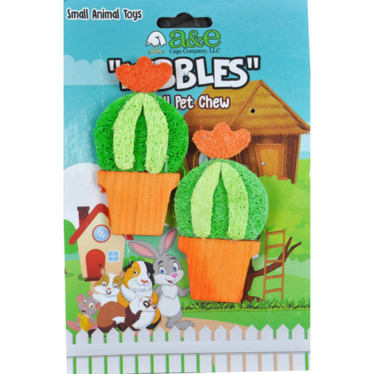 A & E Cages Nibbles Small Animal Loofah Chew Toy Barrel Cactus SpadezStore