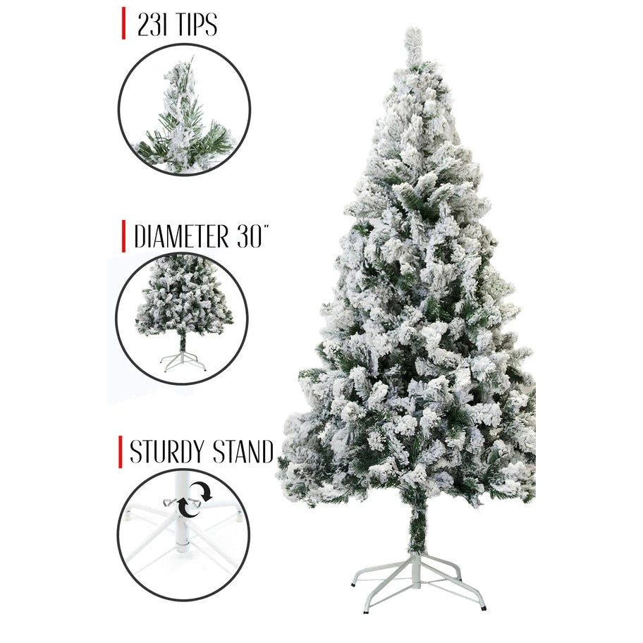 Perfect Holiday 4 ft PVC Christmas Tree Snow Flocked SpadezStore