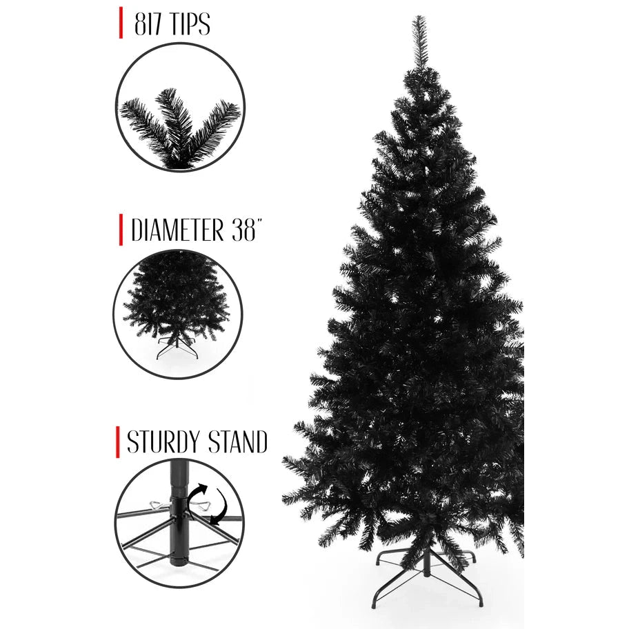 Perfect Holiday 6.5 ft PVC Christmas Tree - Black SpadezStore