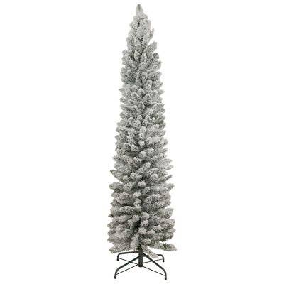 Perfect Holiday 6.5 ft Pencil Snow Flock Tree SpadezStore