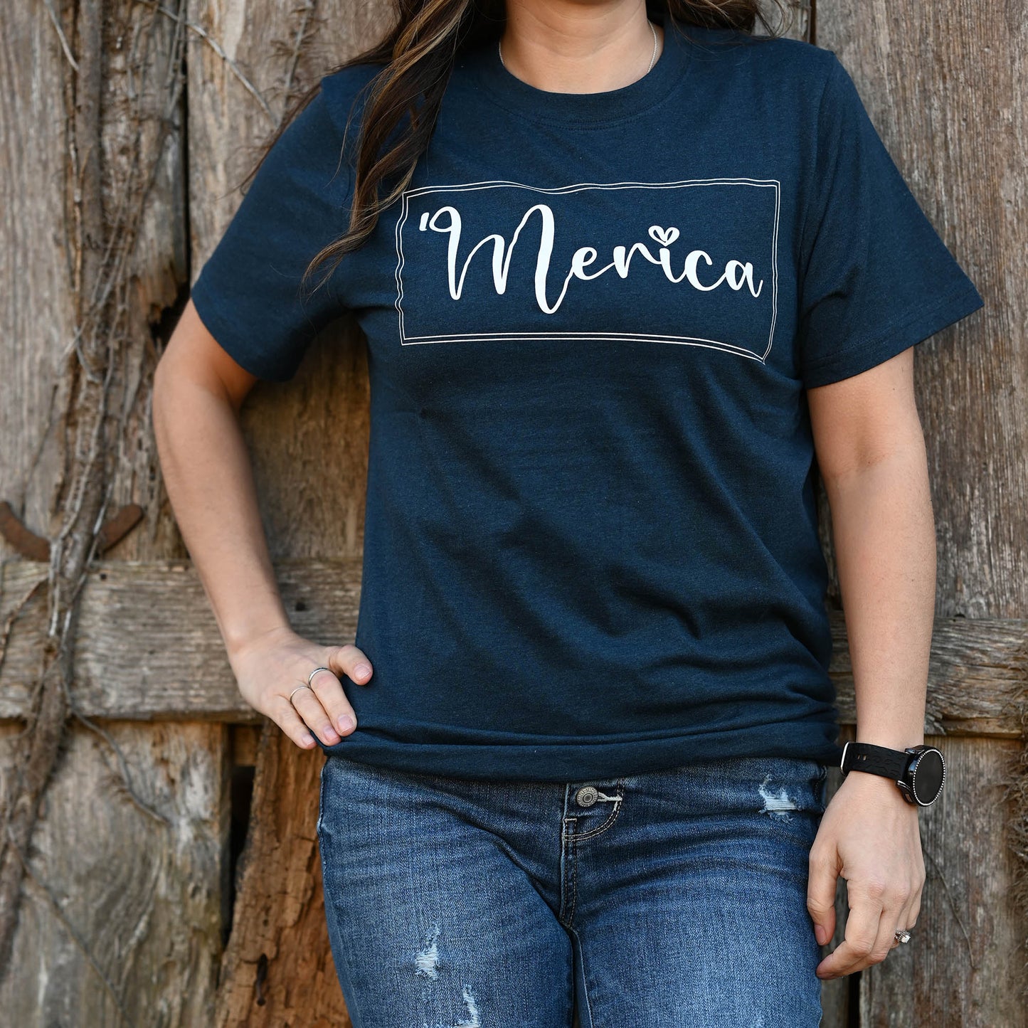 Merica T-Shirt, Navy Melange, Medium SpadezStore