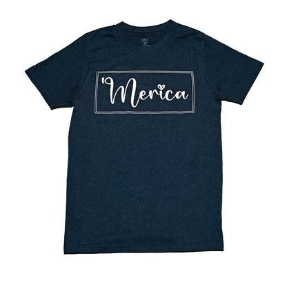 Merica T-Shirt, Navy Melange, XL SpadezStore