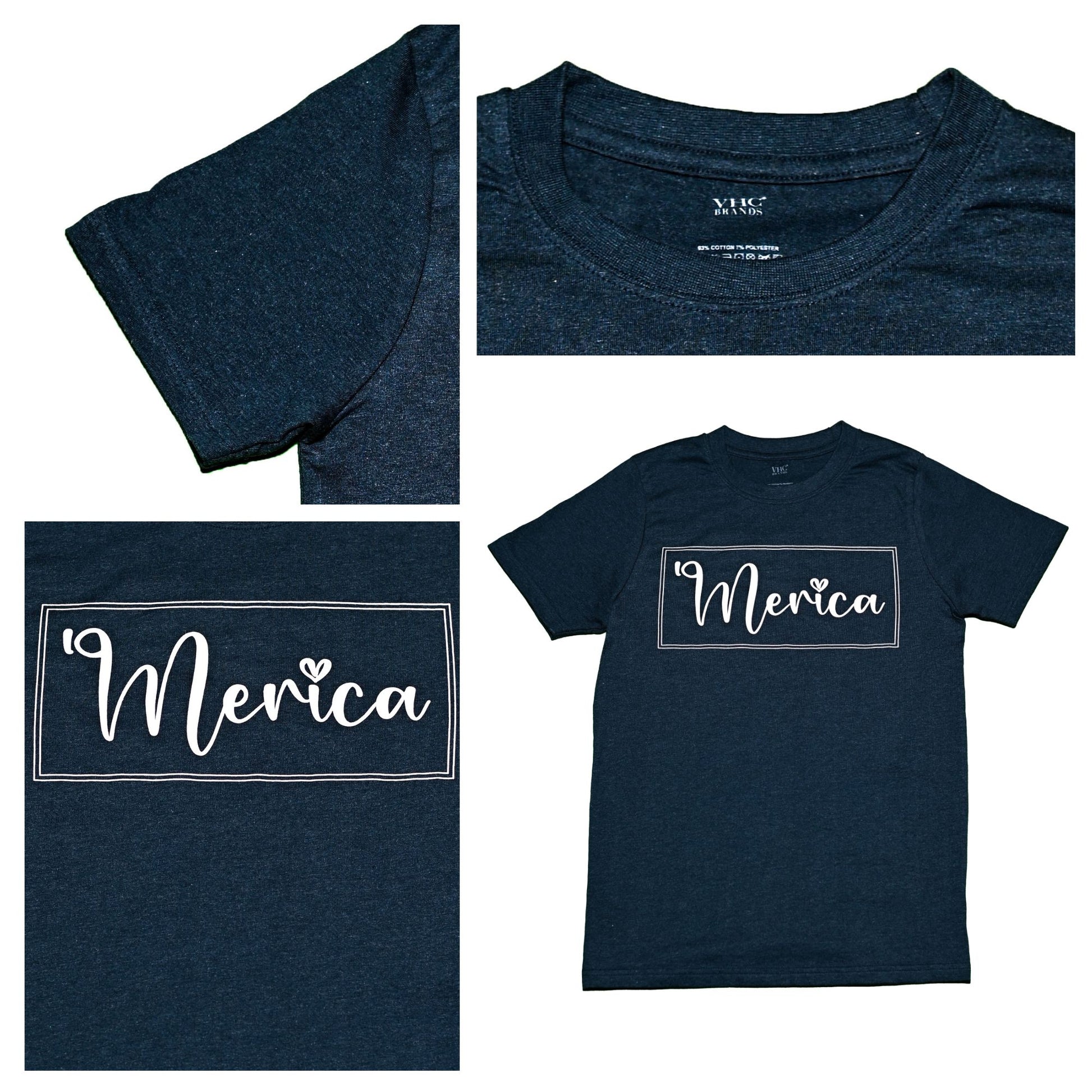Merica T-Shirt, Navy Melange, XL SpadezStore