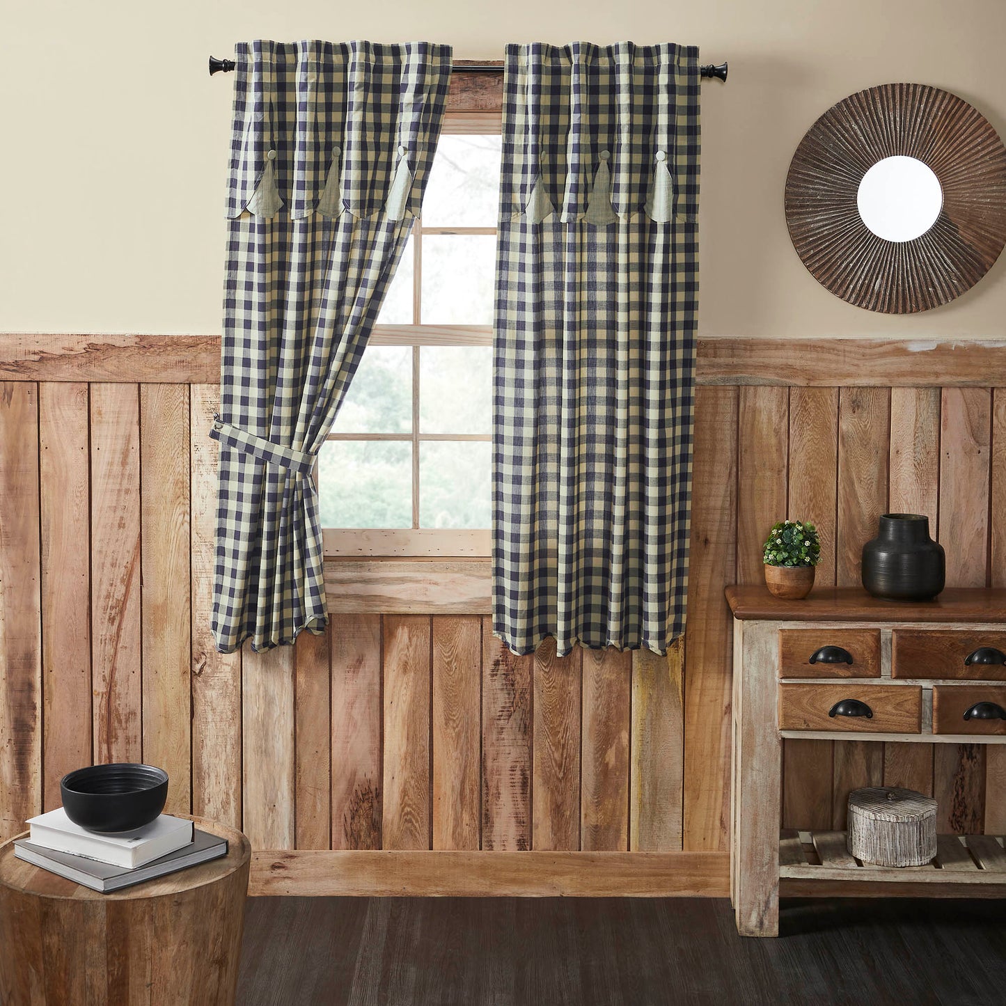 My Country Short Panel with Attached Scalloped Layered Valance Set of 2 63x36 SpadezStore