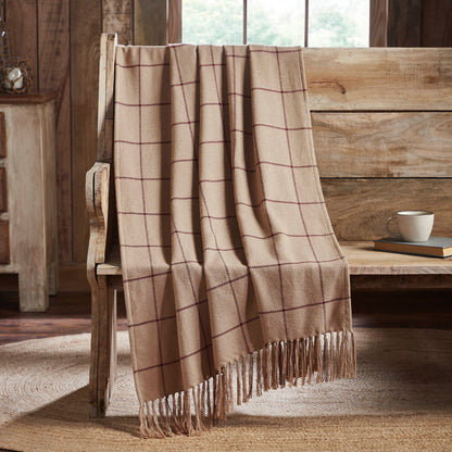 Connell Burgundy Windowpane Woven Throw 50x60 SpadezStore