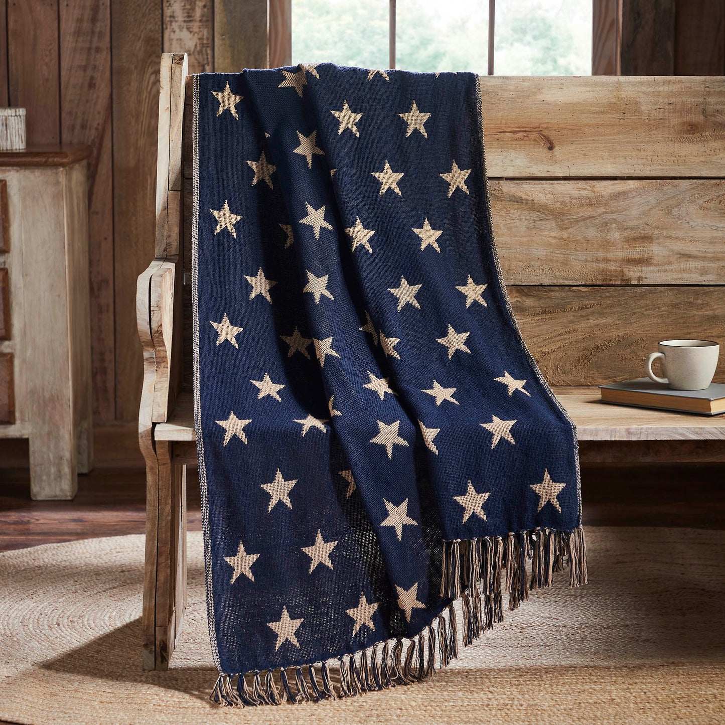 My Country Jacquard Stars Woven Throw 50x60 SpadezStore