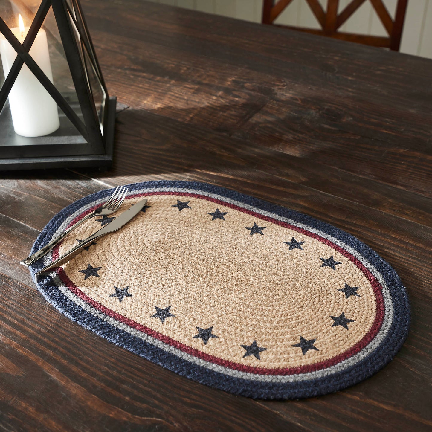 My Country Oval Placemat Stencil Stars 13x19 SpadezStore