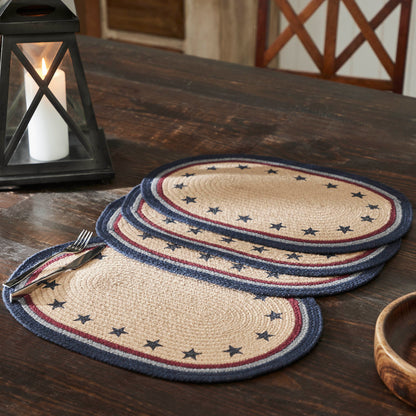 My Country Oval Placemat Stencil Stars Set of 4 13x19 SpadezStore