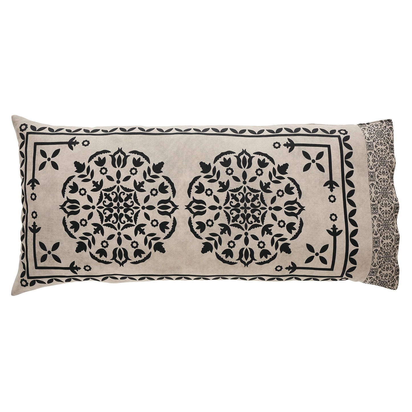 Custom House Black Tan Jacquard King Pillow Case Set of 2 21x40+4 SpadezStore