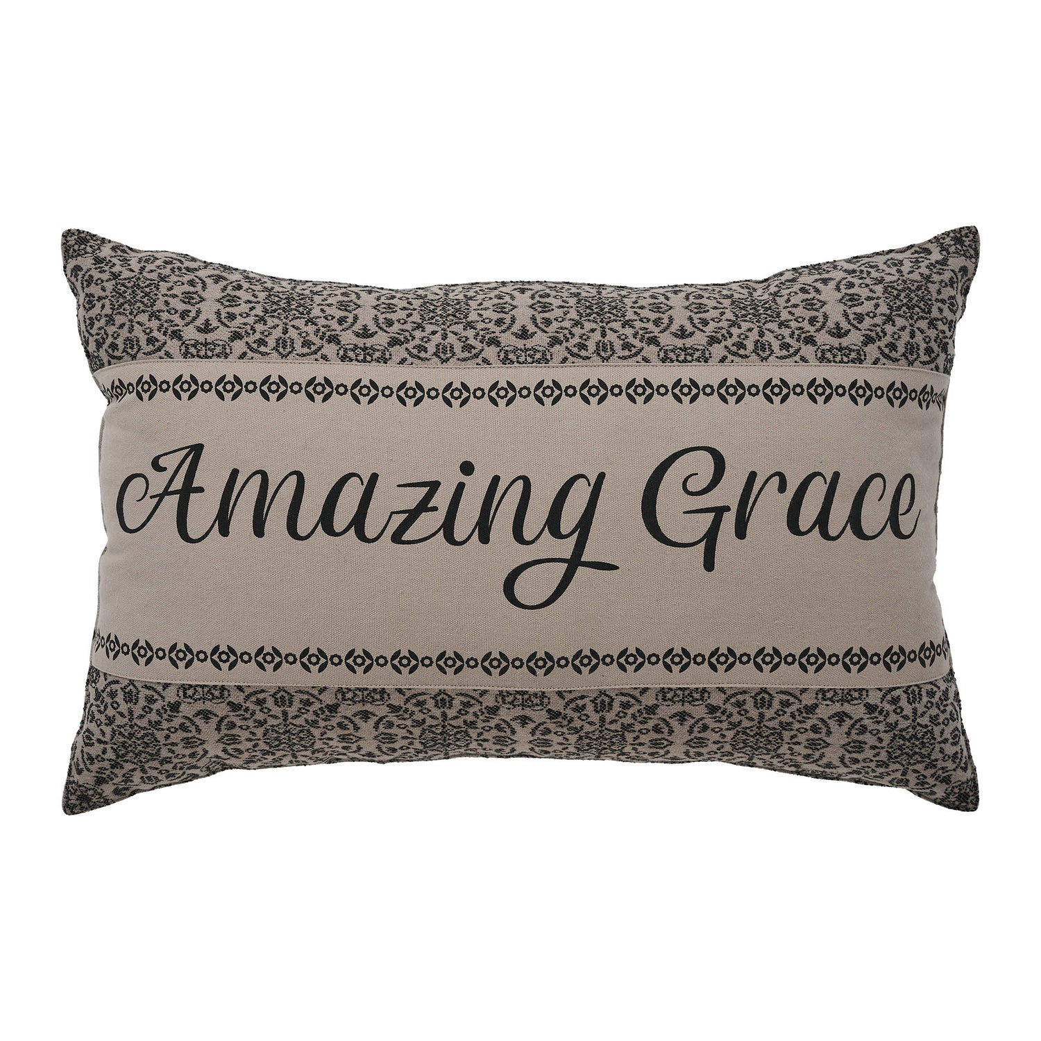 Custom House Black Tan Jacquard Amazing Grace Pillow 14x22 SpadezStore