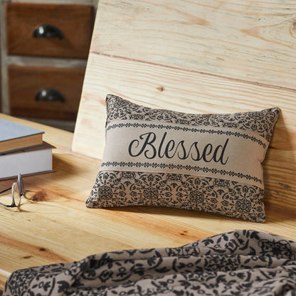 Custom House Black Tan Jacquard Blessed Pillow 9.5x14 SpadezStore