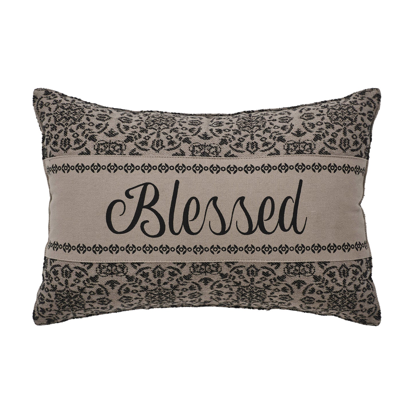 Custom House Black Tan Jacquard Blessed Pillow 9.5x14 SpadezStore