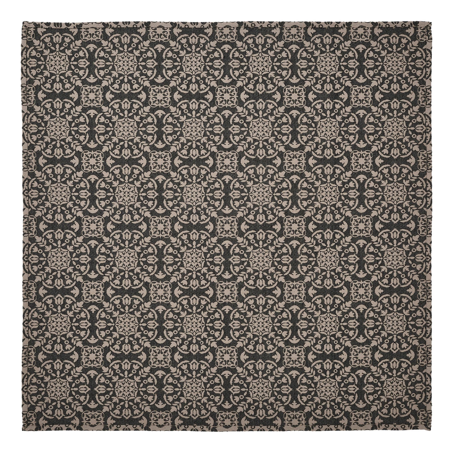 Custom House Black Tan Jacquard Table Topper 42x42 SpadezStore