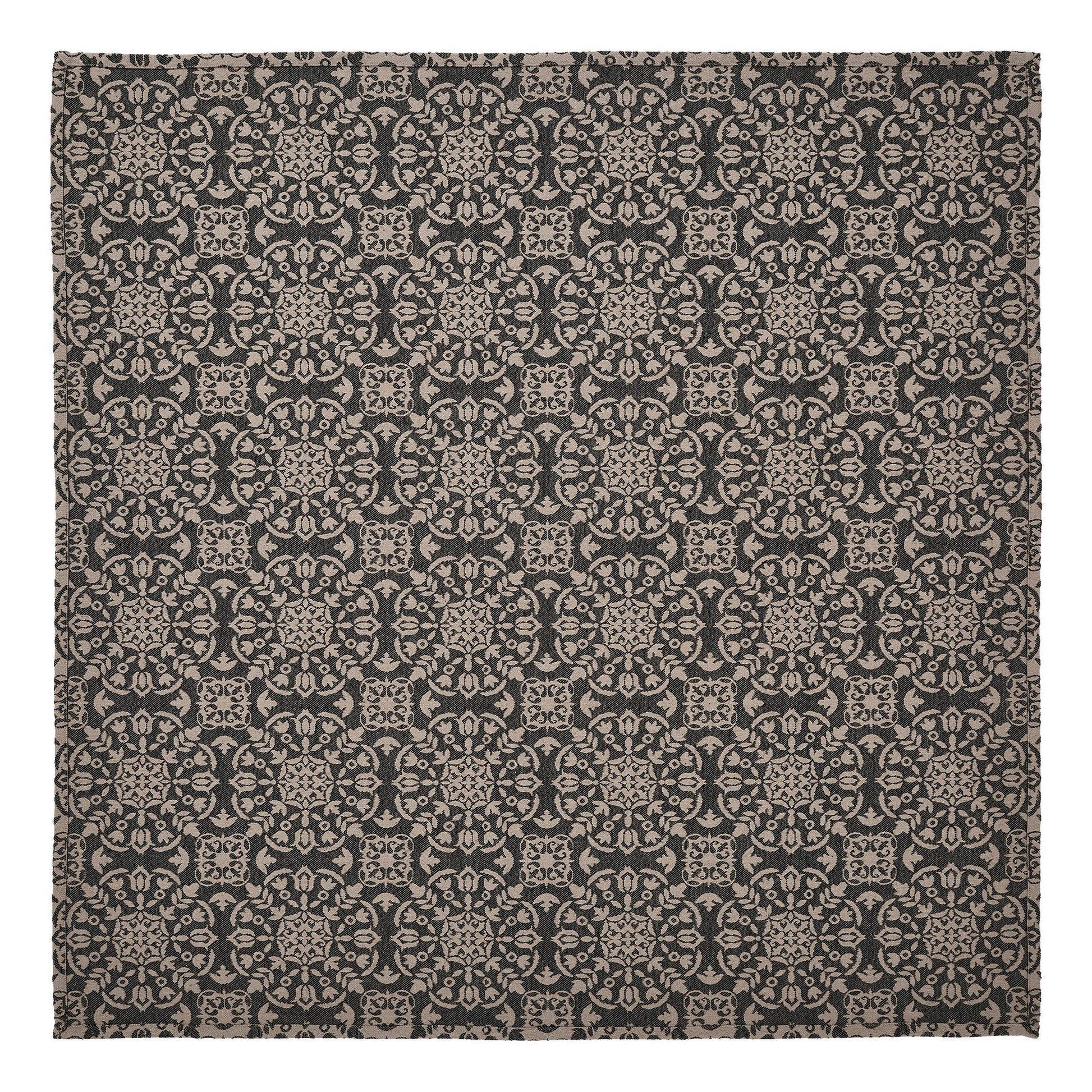 Custom House Black Tan Jacquard Table Topper 42x42 SpadezStore