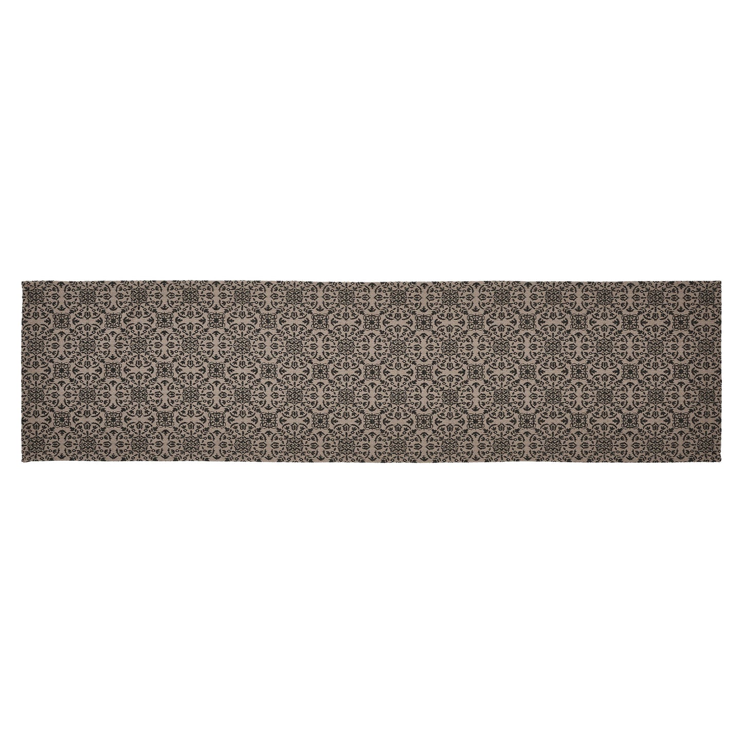 Custom House Black Tan Jacquard Runner 12x48 SpadezStore