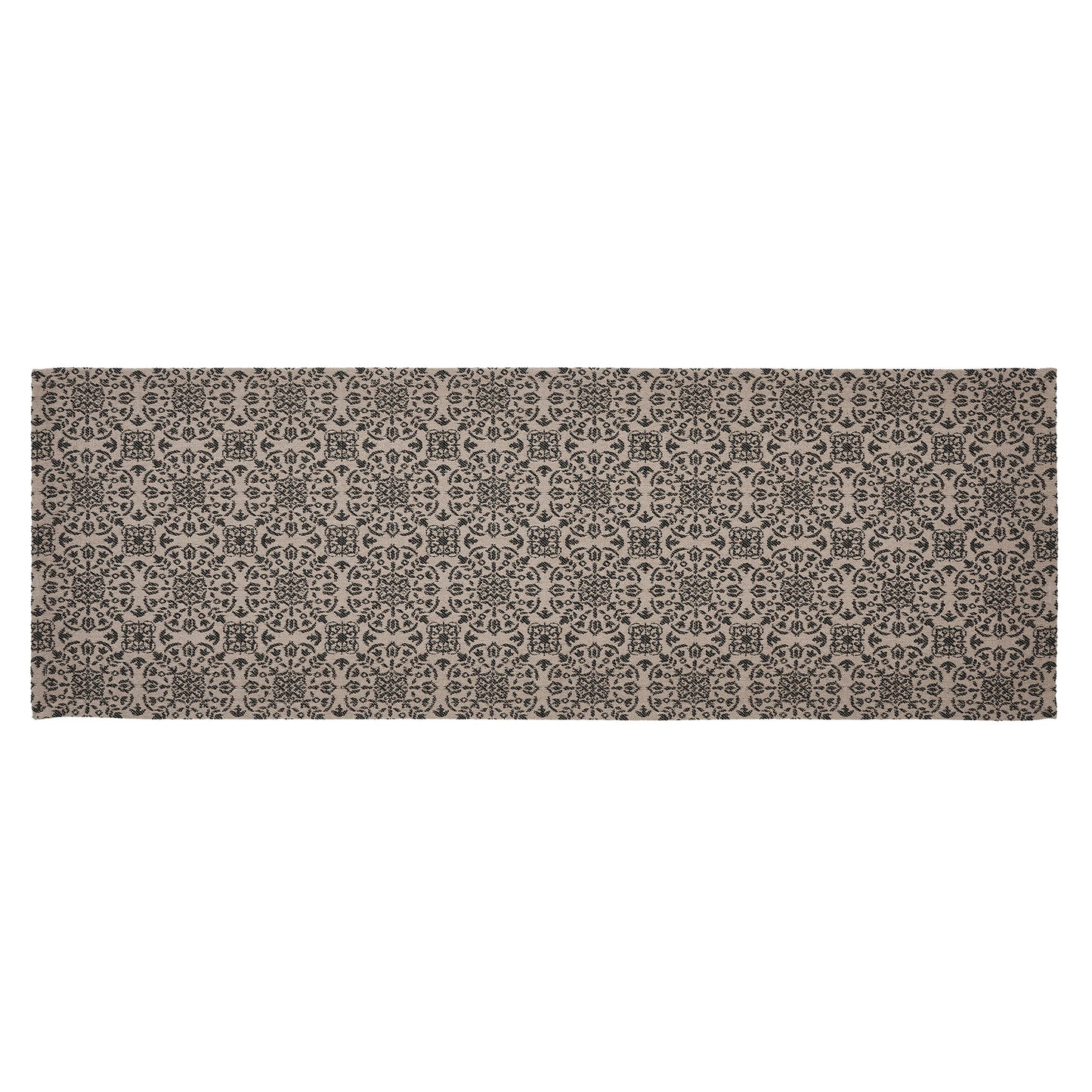 Custom House Black Tan Jacquard Runner 12x36 SpadezStore