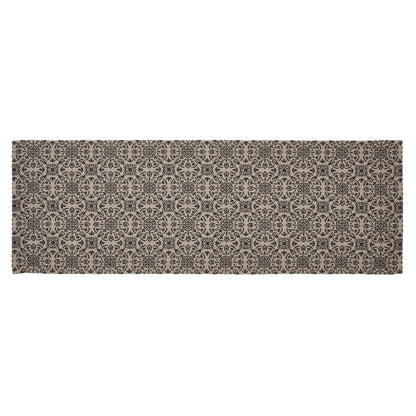 Custom House Black Tan Jacquard Runner 12x36 SpadezStore