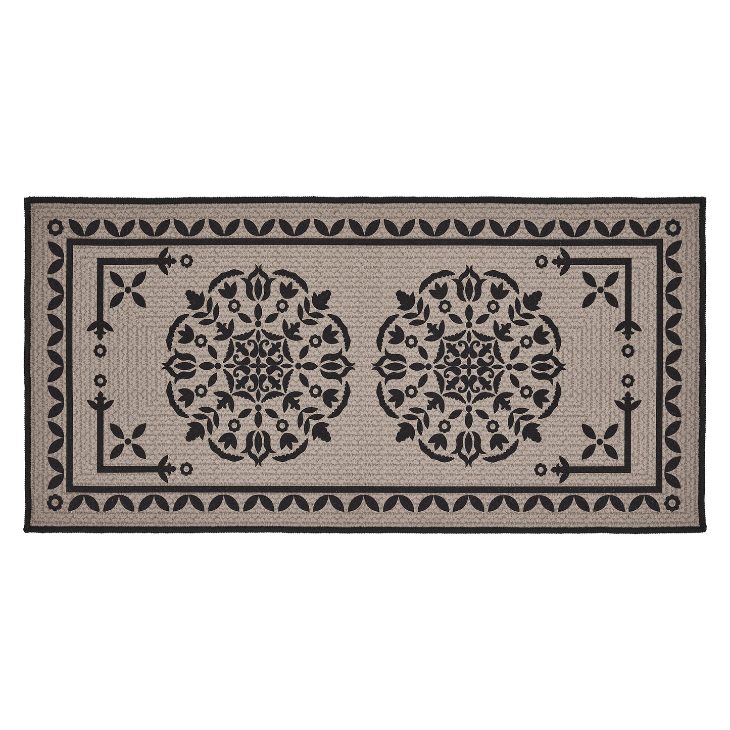 Custom House Black Tan Jacquard Polyester Bathmat 17x36 SpadezStore