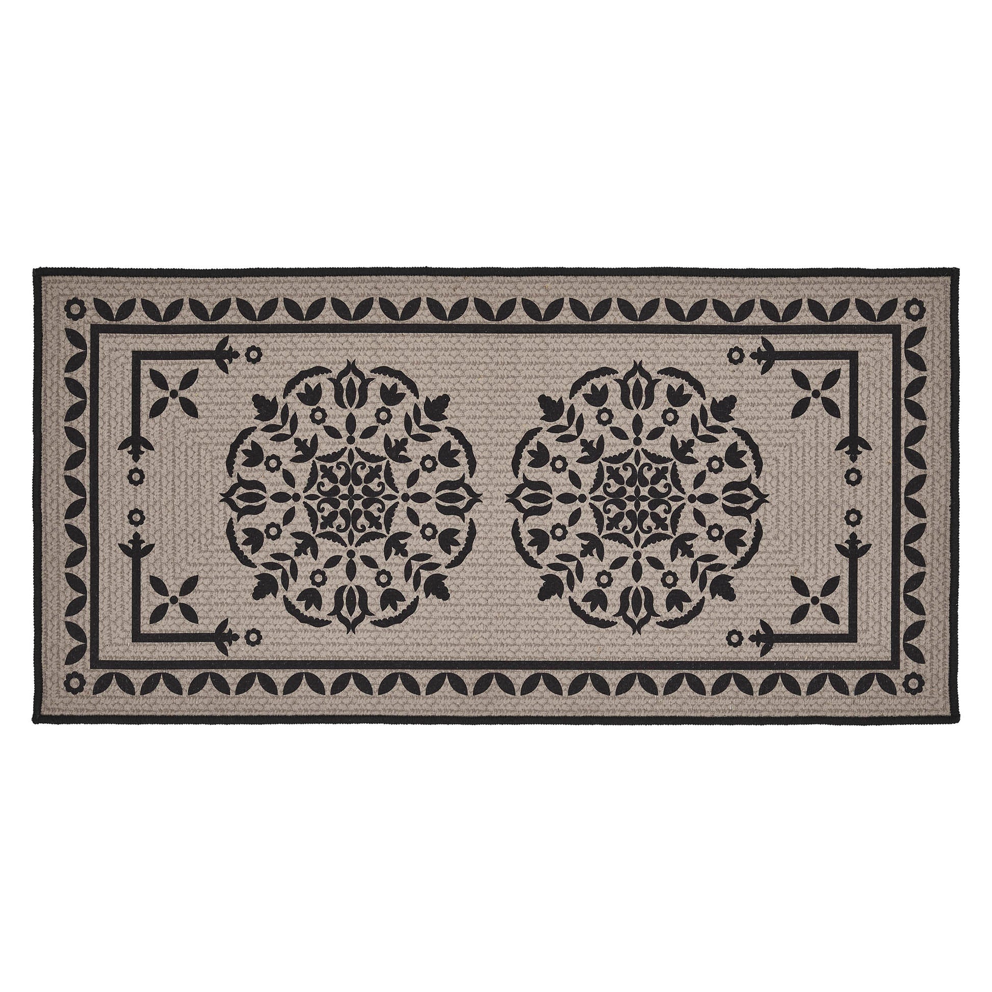 Custom House Black Tan Jacquard Polyester Bathmat 17x36 SpadezStore