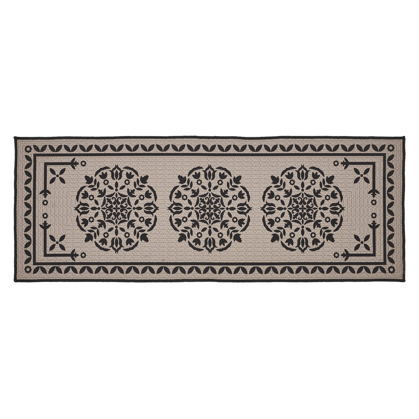 Custom House Black Tan Jacquard Polyester Bathmat 17x48 SpadezStore