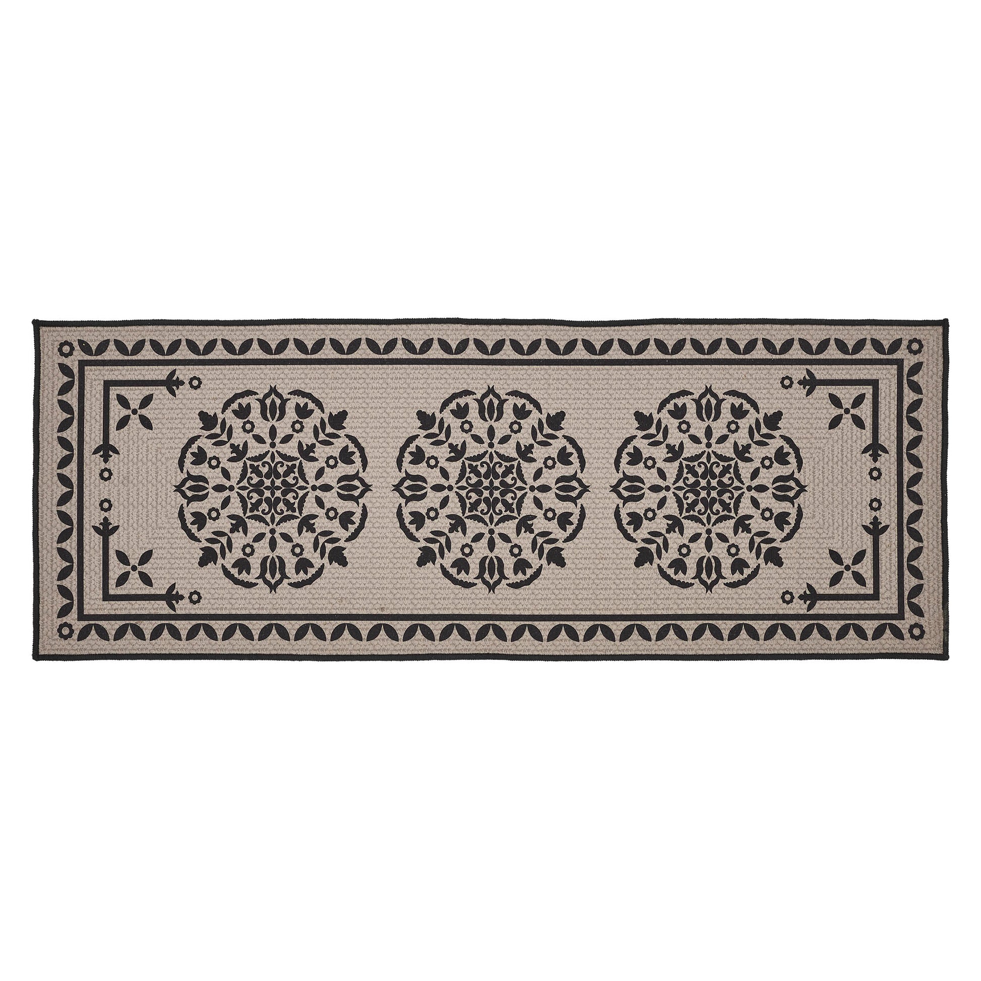 Custom House Black Tan Jacquard Polyester Bathmat 17x48 SpadezStore