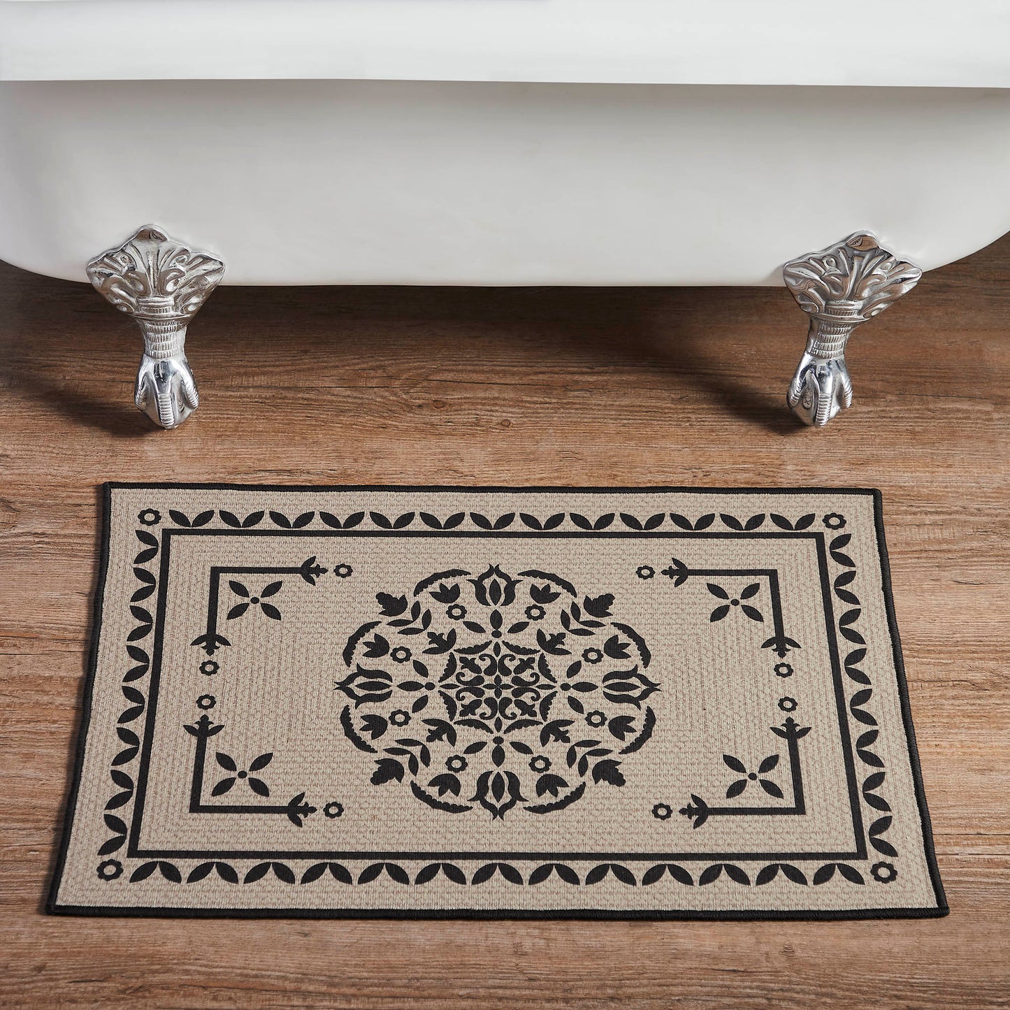 Custom House Black Tan Jacquard Polyester Bathmat 20x30 SpadezStore