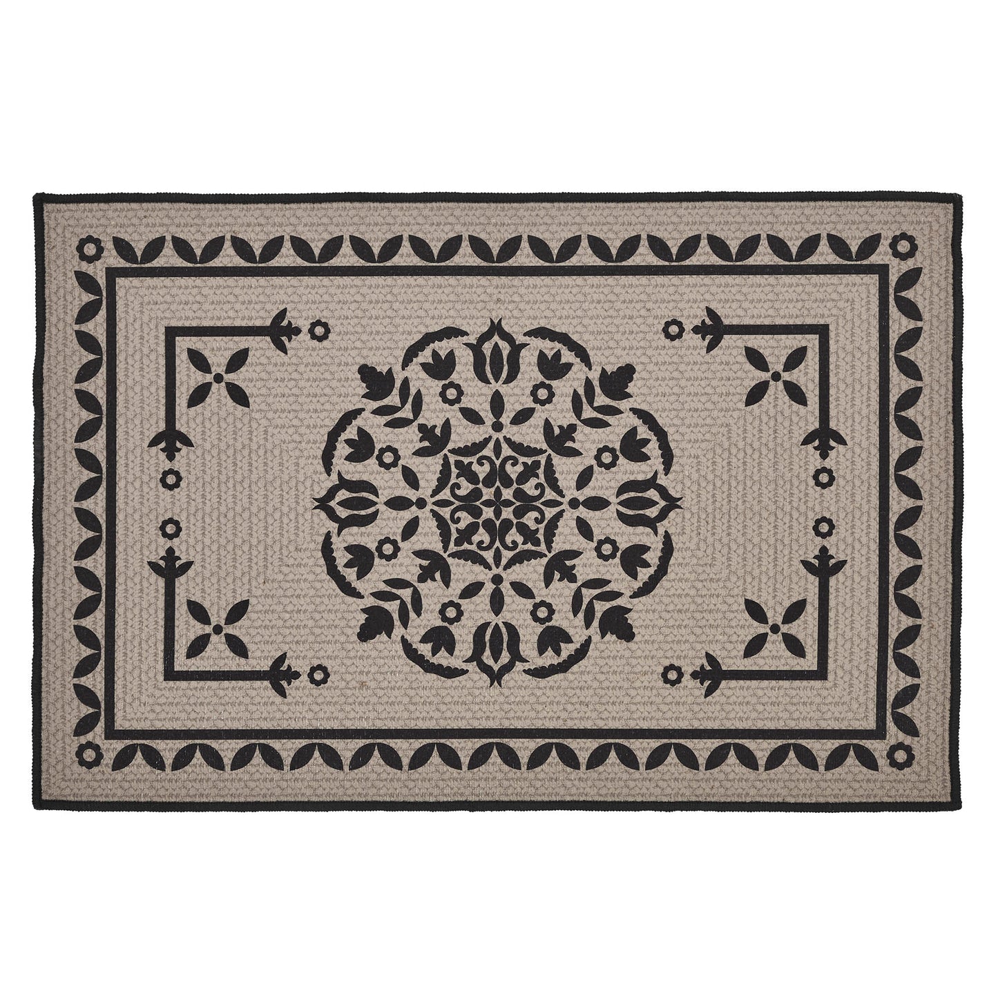 Custom House Black Tan Jacquard Polyester Bathmat 20x30 SpadezStore