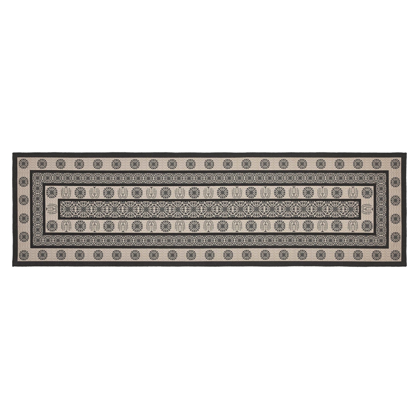 Custom House Black Tan Jacquard Indoor/Outdoor Rug/Runner Rect 22x78 SpadezStore