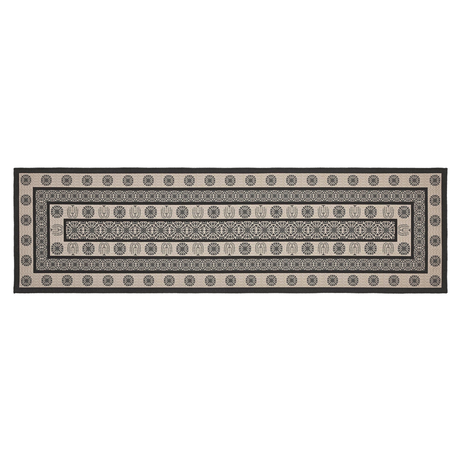 Custom House Black Tan Jacquard Indoor/Outdoor Rug/Runner Rect 22x78 SpadezStore