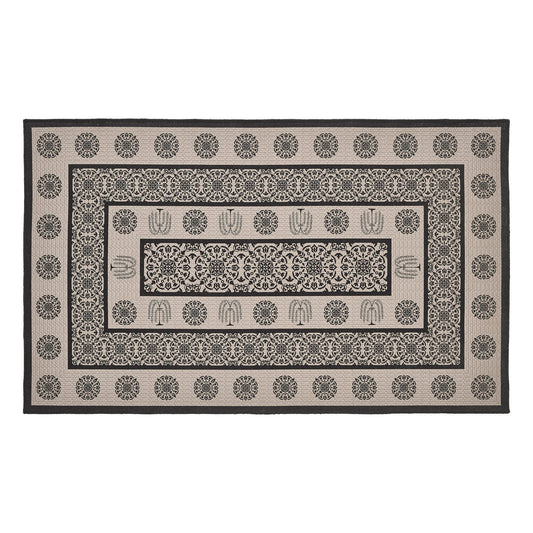 Custom House Black Tan Jacquard Indoor/Outdoor Rug Rect 36x60 SpadezStore