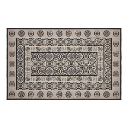 Custom House Black Tan Jacquard Indoor/Outdoor Rug Rect 60x96 SpadezStore