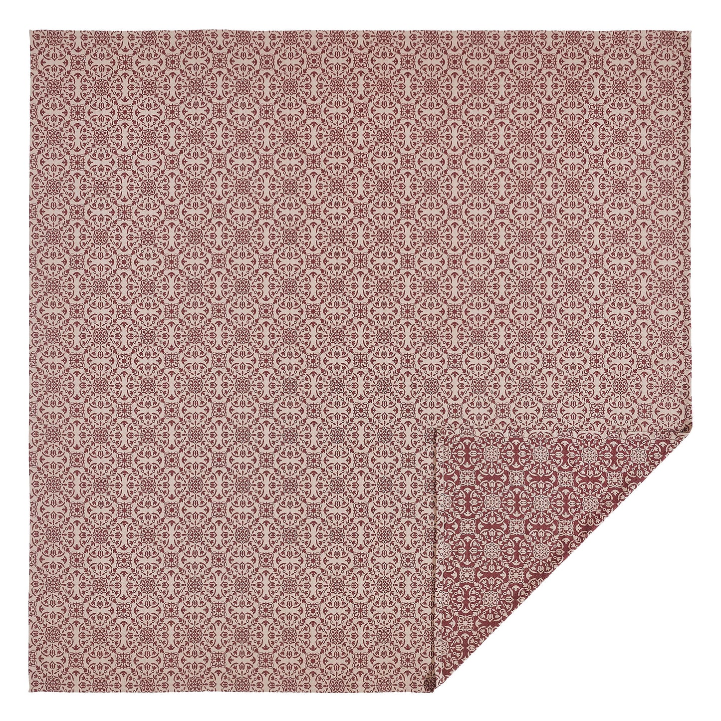 Custom House Burgundy Tan Jacquard Queen Coverlet 94Wx94L