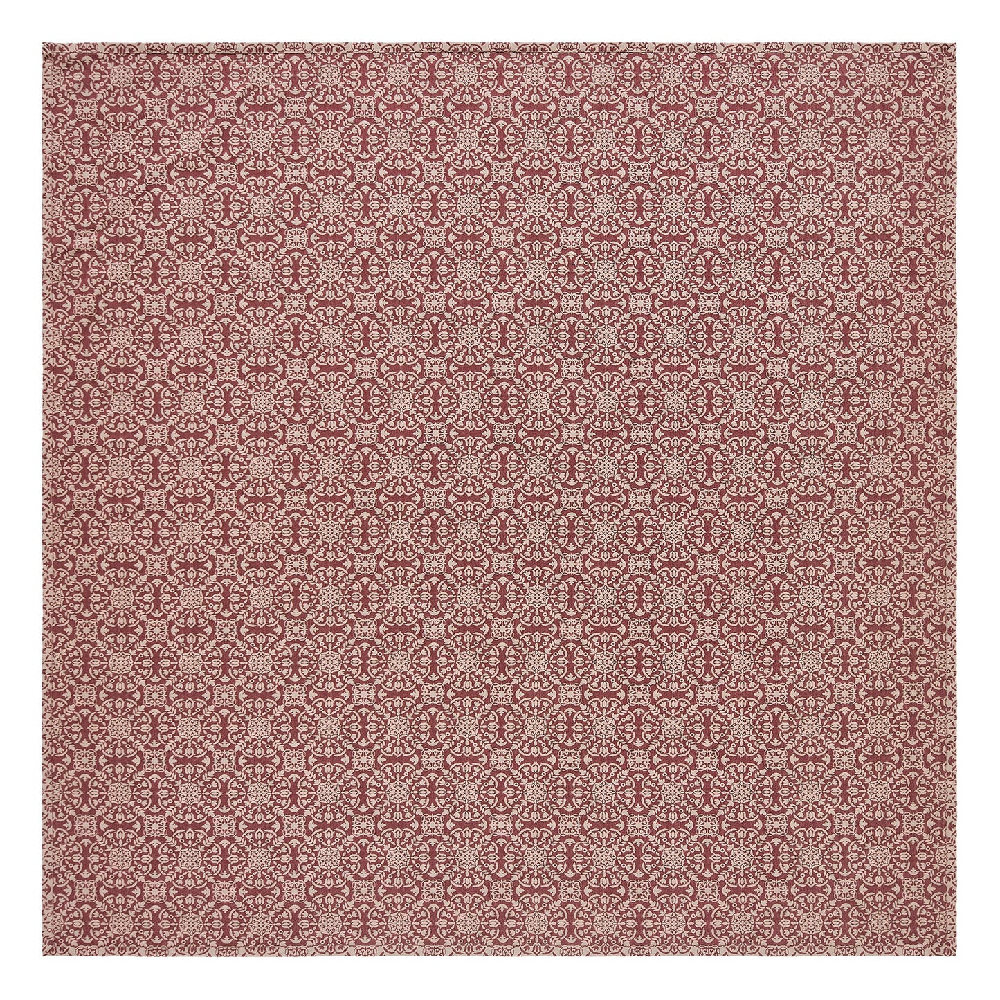 Custom House Burgundy Tan Jacquard Queen Coverlet 94Wx94L