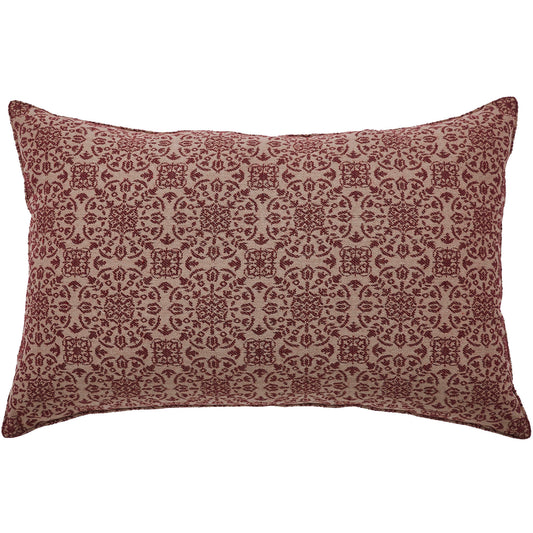 Custom House Burgundy Tan Jacquard Pillow 14x22