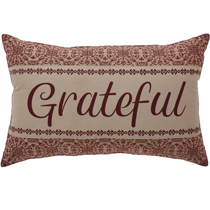 Custom House Burgundy Tan Jacquard Grateful Pillow 14x22 SpadezStore