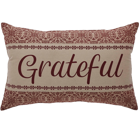 Custom House Burgundy Tan Jacquard Grateful Pillow 14x22 SpadezStore