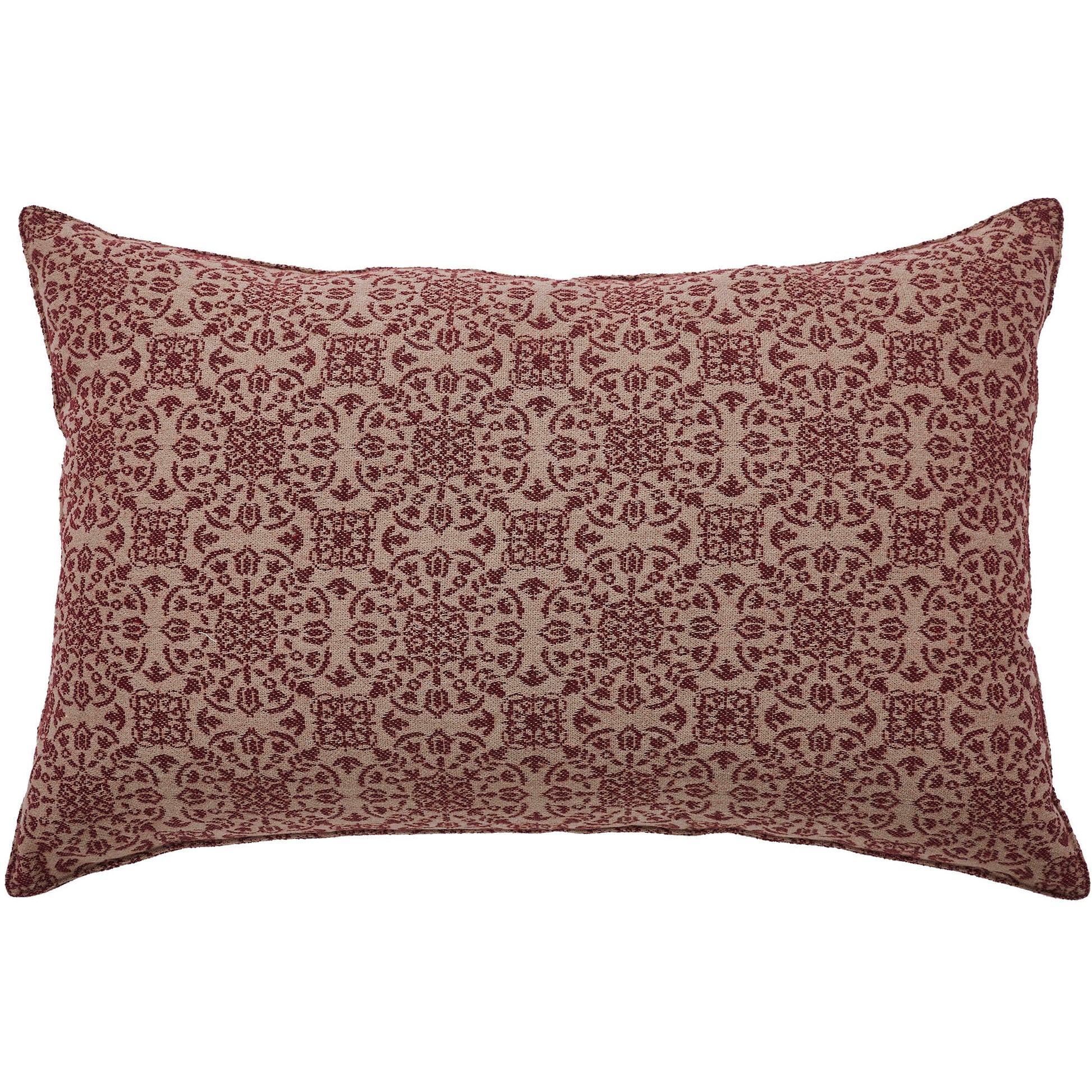 Custom House Burgundy Tan Jacquard Grateful Pillow 14x22 SpadezStore